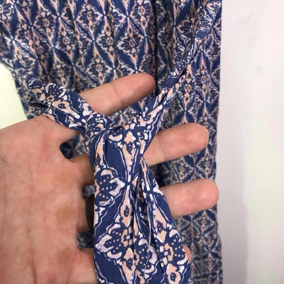 Lucky Brand Dress Womens Large Colorful Tie Waist Flutter Sleeve Midi Tie Waist - Picture 5 of 10